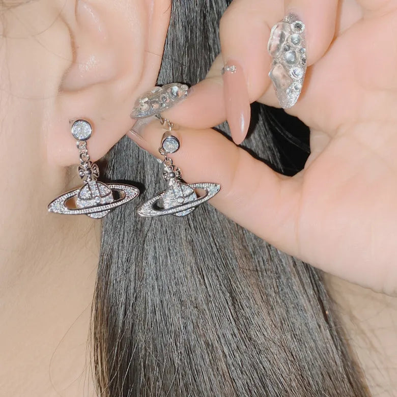 Saturn Drop Earrings Queen of Diamonds