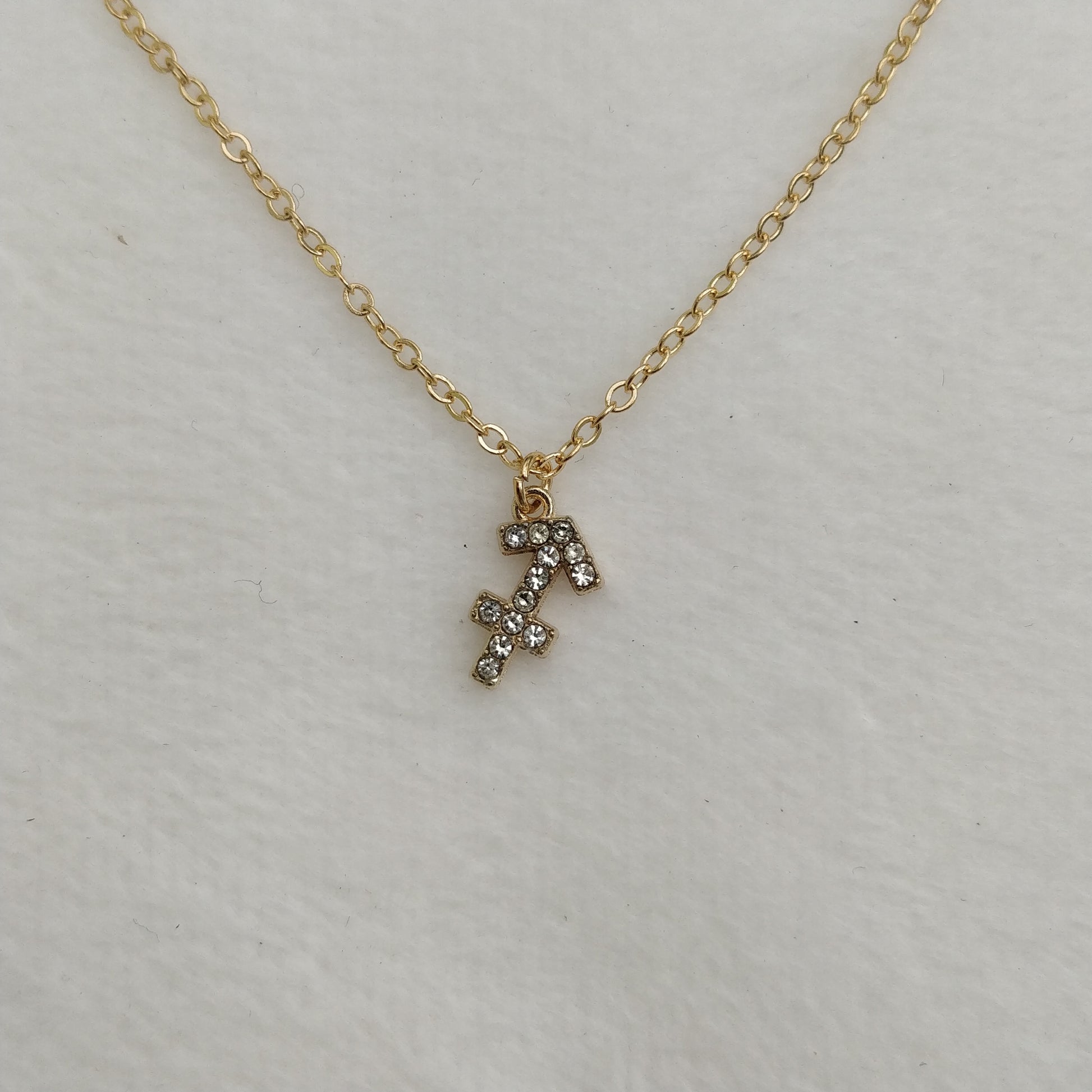 Gold Zodiac Symbol Rhinestone Necklace Queen of Diamonds
