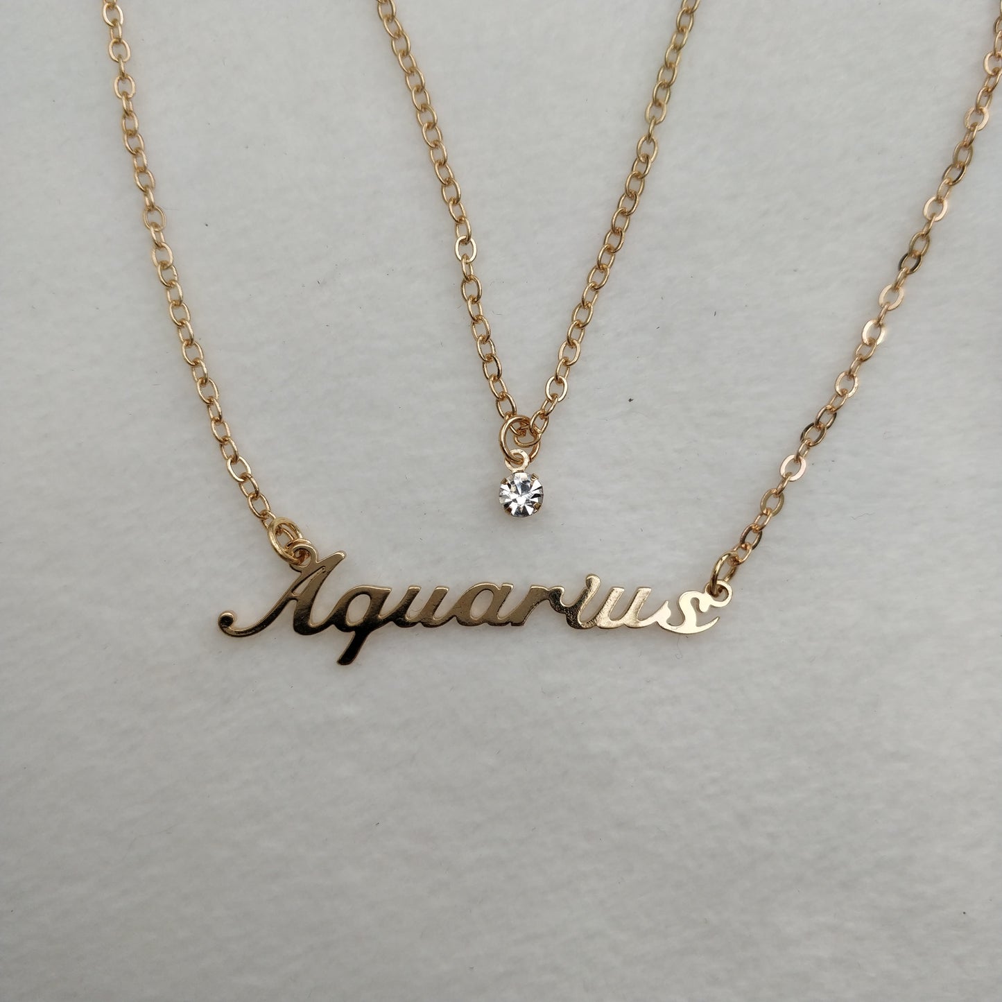 Gold Zodiac Sign Jewel Layered Necklace Queen of Diamonds