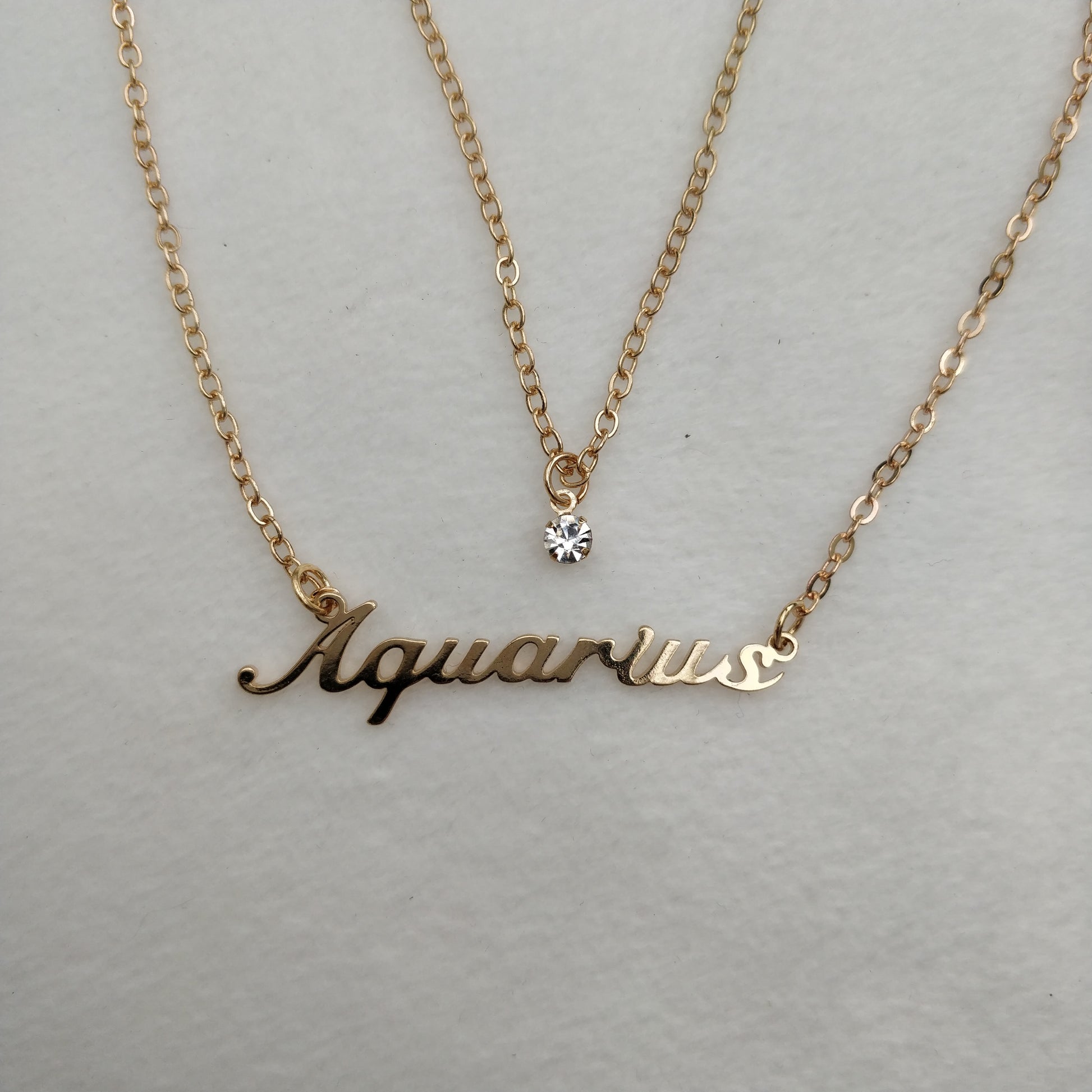 Gold Zodiac Sign Jewel Layered Necklace Queen of Diamonds