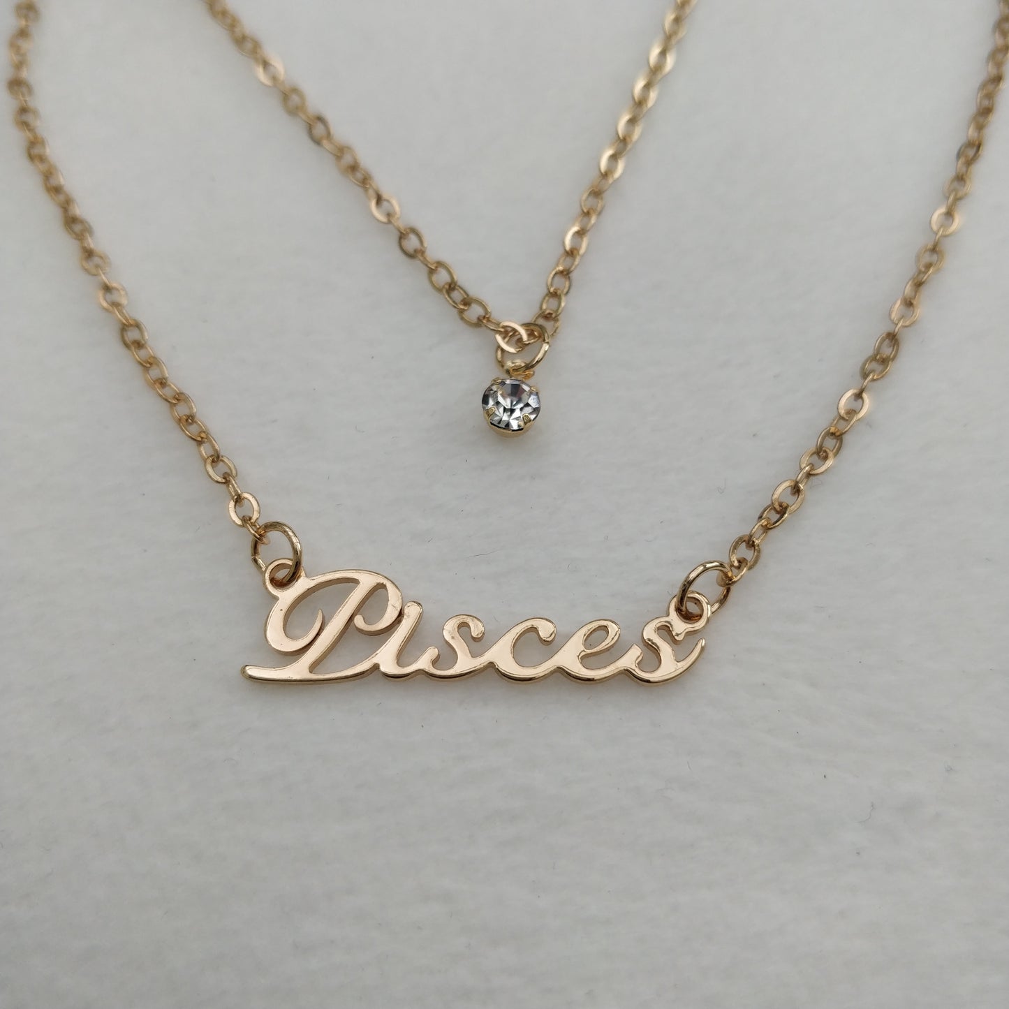 Gold Zodiac Sign Jewel Layered Necklace Queen of Diamonds