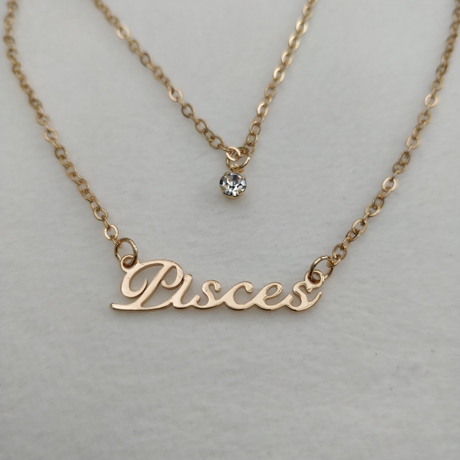 Gold Zodiac Sign Jewel Layered Necklace Queen of Diamonds