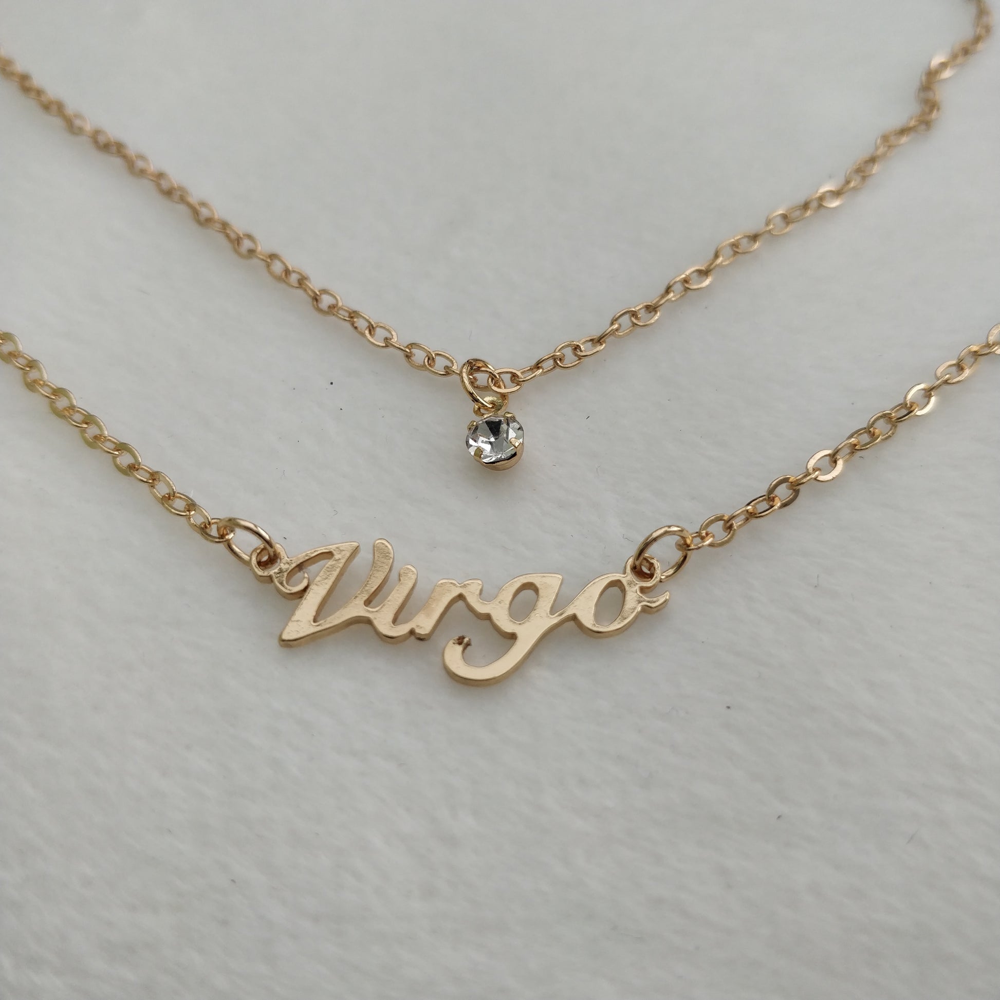 Gold Zodiac Sign Jewel Layered Necklace Queen of Diamonds
